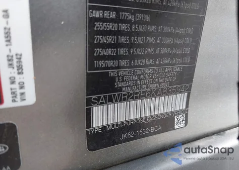 2019 Land Rover Range Rover Sport Supercharged Dynamic z USA, uszkodzony, nr VIN SALWR2RE6KA835942